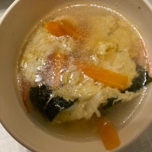 中華メニューに☆わかめとカニカマの卵スープ